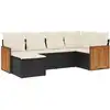 Image de vidaXL Ensemble de salon de jardin 6 pièces avec coussins noir poly rotin