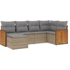 Image de vidaXL Ensemble de salon de jardin 6 pièces avec coussins Beige Poly Rattan