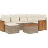 Image de vidaXL Ensemble de salon de jardin 7 pièces avec coussins Beige Poly Rattan