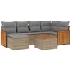 Image de vidaXL Ensemble de salon de jardin 7 pièces avec coussins Beige Poly Rattan