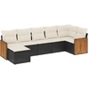 Image de vidaXL Ensemble de salon de jardin 7 pièces avec coussins noir poly rotin