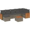 Image de vidaXL Ensemble de jardin canapé 8 pièces avec coussins Gris Poly rotin