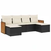 Image de vidaXL Ensemble de salon de jardin 6 pièces avec coussins noir poly rotin