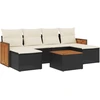 Image de vidaXL Ensemble de salon de jardin 7 pièces avec coussins noir poly rotin