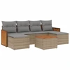 Image de vidaXL Ensemble de salon de jardin 7 pièces avec coussins Beige Poly Rattan