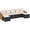 Image de vidaXL Ensemble de salon de jardin 7 pièces avec coussins noir poly rotin
