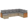 Image de vidaXL Ensemble de jardin canapé 8 pièces avec coussins Beige Poly Rattan