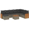 Image de vidaXL Ensemble de salon de jardin 9 pièces avec coussins Gris Poly rotin