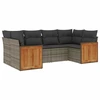 Image de vidaXL Ensemble de salon de jardin 6 pièces avec coussins Gris Poly rotin