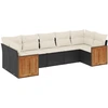 Image de vidaXL Ensemble de salon de jardin 7 pièces avec coussins noir poly rotin