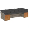 Image de vidaXL Ensemble de salon de jardin 7 pièces avec coussins Gris Poly rotin