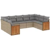 Image de vidaXL Ensemble de salon de jardin 9 pièces avec coussins beige Poly rotin