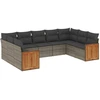 Image de vidaXL Ensemble de salon de jardin 9 pièces avec coussins Gris Poly rotin