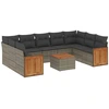 Image de vidaXL Ensemble de salon de jardin 10 pièces avec coussins Gris Poly Rattan