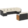 Image de vidaXL Ensemble de salon de jardin 9 pièces avec coussins noir poly rotin