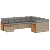 Image de vidaXL Ensemble de salon de jardin 10 pièces avec coussins Beige Poly Rattan