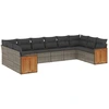 Image de vidaXL Ensemble de salon de jardin 10 pièces avec coussins Gris Poly Rattan