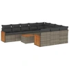 Image de vidaXL Ensemble de salon de jardin 11 pièces avec coussins Gris Poly rotin