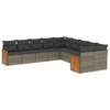 Image de vidaXL Ensemble de salon de jardin 10 pièces avec coussins Gris Poly Rattan