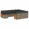 Image de vidaXL Ensemble de salon de jardin 11 pièces avec coussins Gris Poly rotin