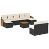 Image de vidaXL Ensemble de 10 canapés de jardin avec coussins noir poly rotin