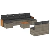 Image de vidaXL Ensemble de salon de jardin 10 pièces avec coussins Gris Poly Rattan