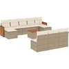 Image de vidaXL Ensemble de salon de jardin 11 pièces avec coussins Beige Poly Rattan
