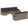 Image de vidaXL Ensemble de salon de jardin 11 pièces avec coussins Gris Poly rotin