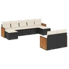 Image de vidaXL Ensemble de salon de jardin 9 pièces avec coussins noir poly rotin