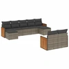 Image de vidaXL Ensemble de salon de jardin 9 pièces avec coussins Gris Poly rotin