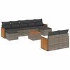 Image de vidaXL Ensemble de salon de jardin 10 pièces avec coussins Gris Poly Rattan