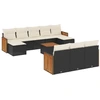 Image de vidaXL Ensemble de salon de jardin 11 pièces avec coussins noir poly rotin