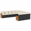 Image de vidaXL Ensemble de salon de jardin 11 pièces avec coussins noir poly rotin