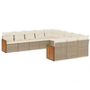 Image de vidaXL Ensemble de salon de jardin 11 pièces avec coussins Beige Poly Rattan