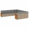 Image de vidaXL Ensemble de salon de jardin 11 pièces avec coussins Beige Poly Rattan