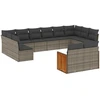 Image de vidaXL Ensemble de salon de jardin 12 pièces avec coussins Gris Poly rotin