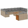 Image de vidaXL Ensemble de 13 canapés de jardin avec coussins Beige Poly Rattan