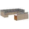 Image de vidaXL Ensemble de 13 canapés de jardin avec coussins Beige Poly Rattan