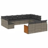 Image de vidaXL Ensemble de 13 canapés de jardin avec coussins Gris Poly Rattan