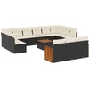 Image de vidaXL Ensemble de salon de jardin 14 pièces avec coussins noir Poly rotin