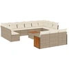 Image de vidaXL Ensemble de salon de jardin 14 pièces avec coussins Beige Poly Rattan