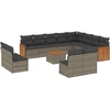 Image de vidaXL Ensemble de 13 canapés de jardin avec coussins Gris Poly Rattan
