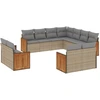 Image de vidaXL Ensemble de salon de jardin 11 pièces avec coussins Beige Poly Rattan