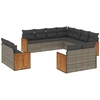 Image de vidaXL Ensemble de salon de jardin 11 pièces avec coussins Gris Poly rotin