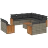 Image de vidaXL Ensemble de salon de jardin 12 pièces avec coussins Gris Poly rotin