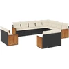 Image de vidaXL Ensemble de 12 canapés de jardin avec coussins noir poly rotin