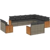 Image de vidaXL Ensemble de salon de jardin 12 pièces avec coussins Gris Poly rotin