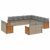 Image de vidaXL Ensemble de 13 canapés de jardin avec coussins Beige Poly Rattan