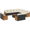 Image de vidaXL Ensemble de salon de jardin 14 pièces avec coussins noir Poly rotin