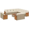 Image de vidaXL Ensemble de salon de jardin 14 pièces avec coussins Beige Poly Rattan